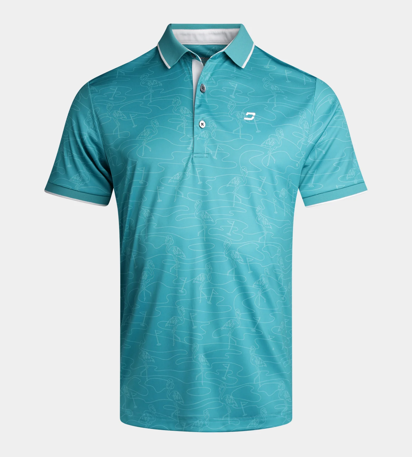 FLAMINGO FLAG POLO - TEAL