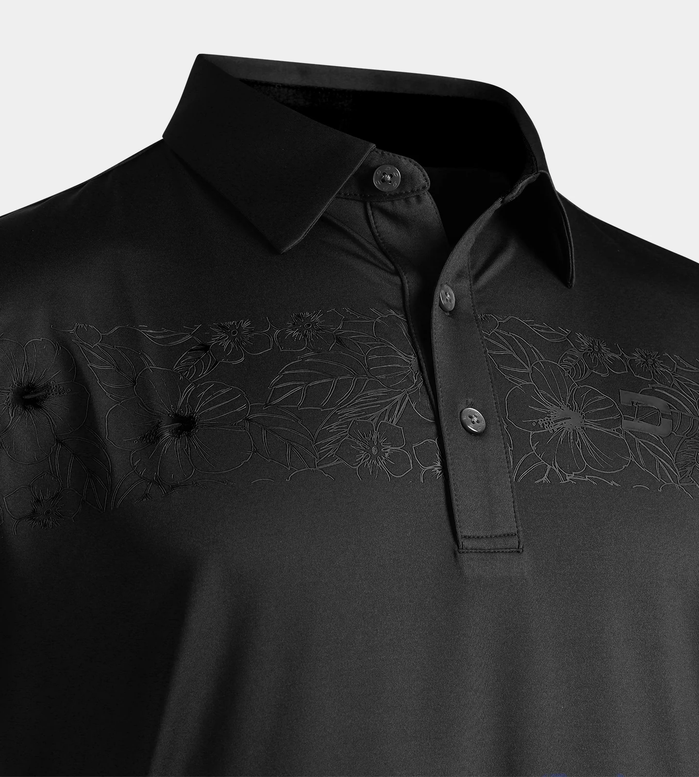 FLORAL PANEL POLO - BLACK - Image 5