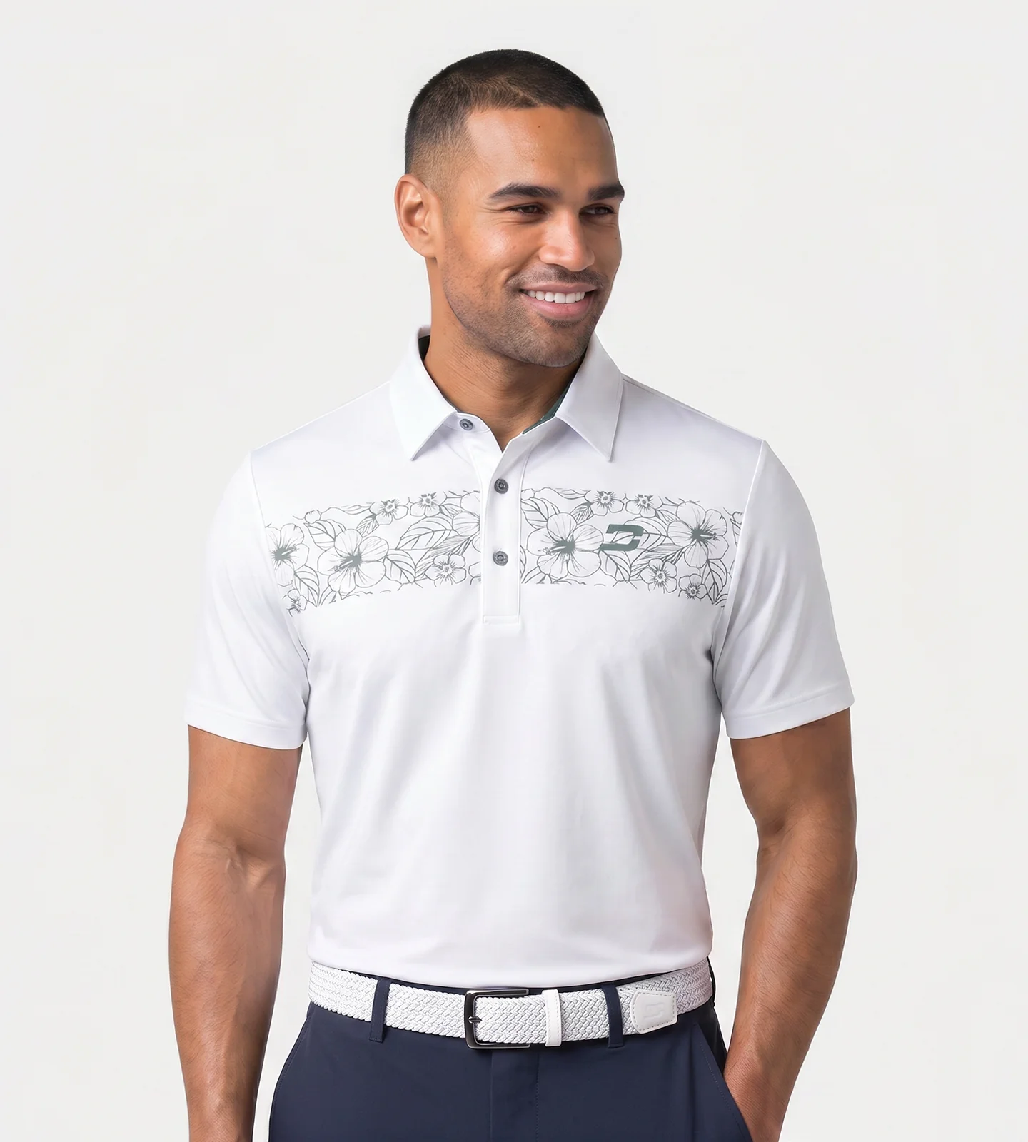 FLORAL PANEL POLO - WHITE - Image 2