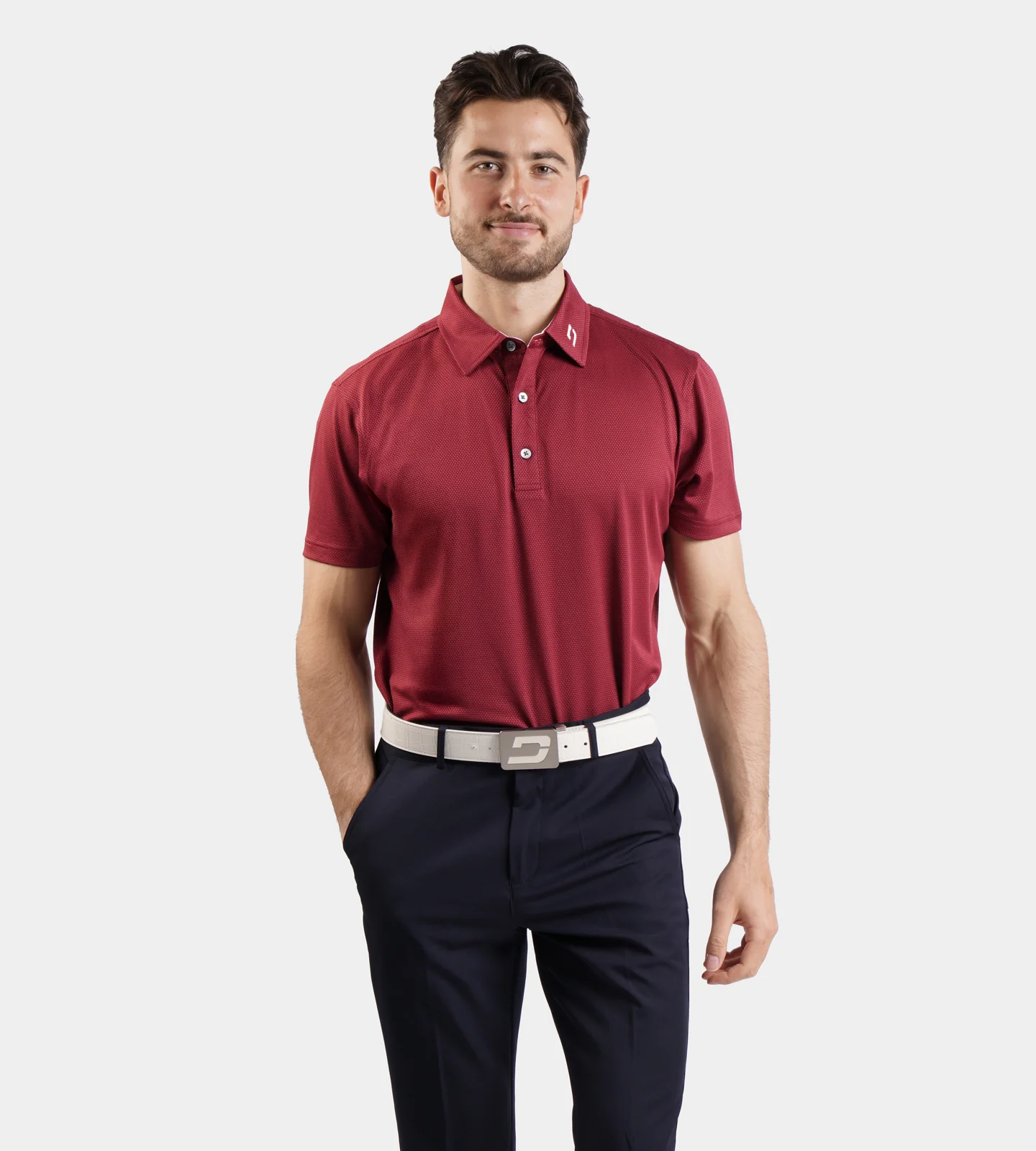 HONEYCOMB POLO - BURGUNDY - Image 3