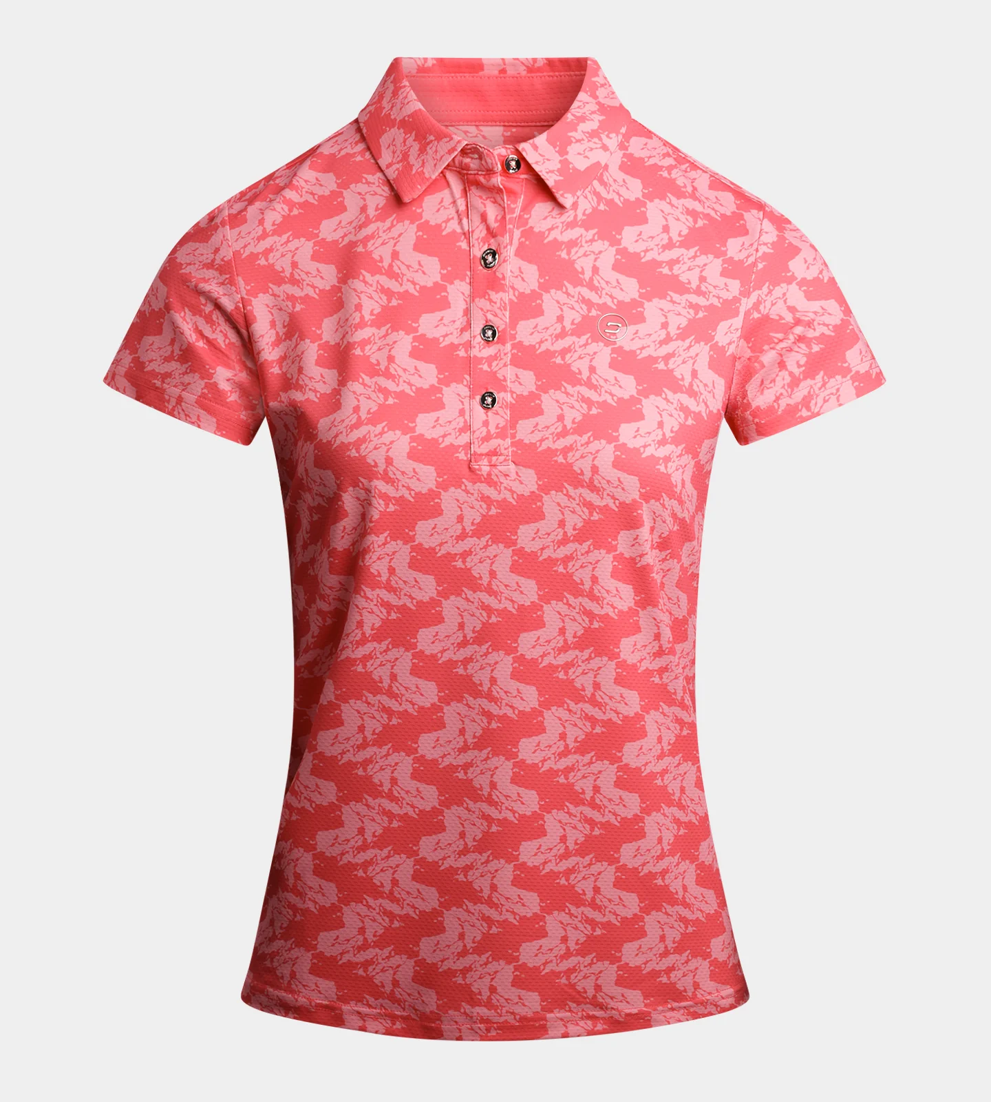 LADIES ABSTRACT EMOTIVE POLO - CORAL - Image 4