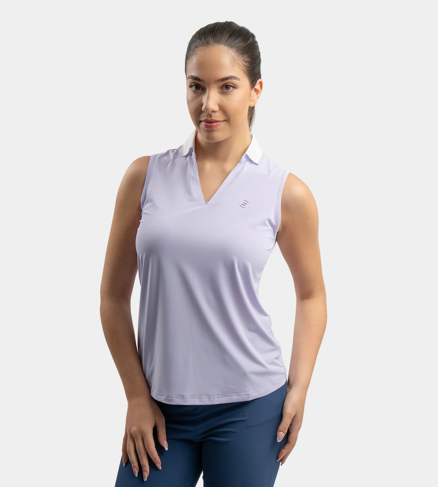 LADIES CLASSIC V NECK POLO - LAVENDER
