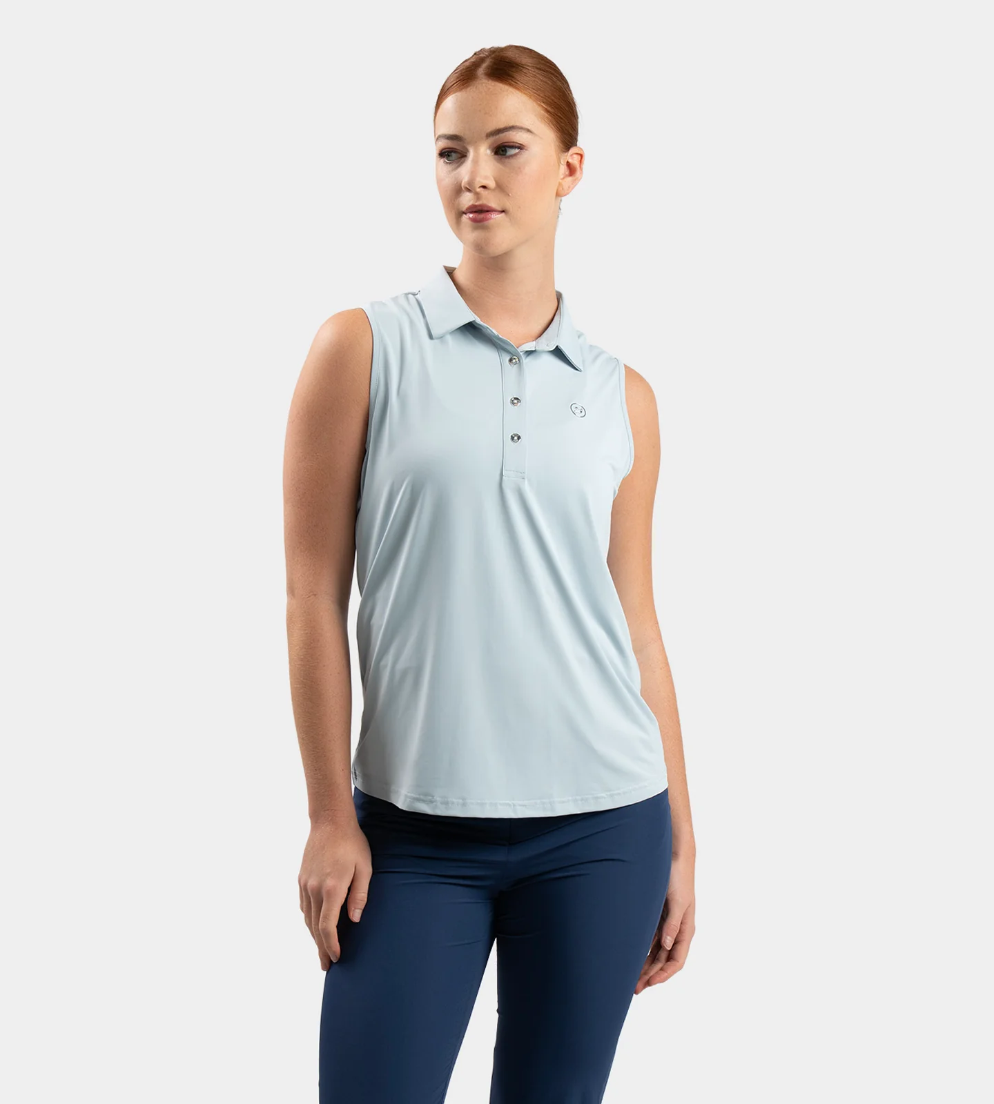 LADIES ELITE SLEEVELESS POLO - BLUE