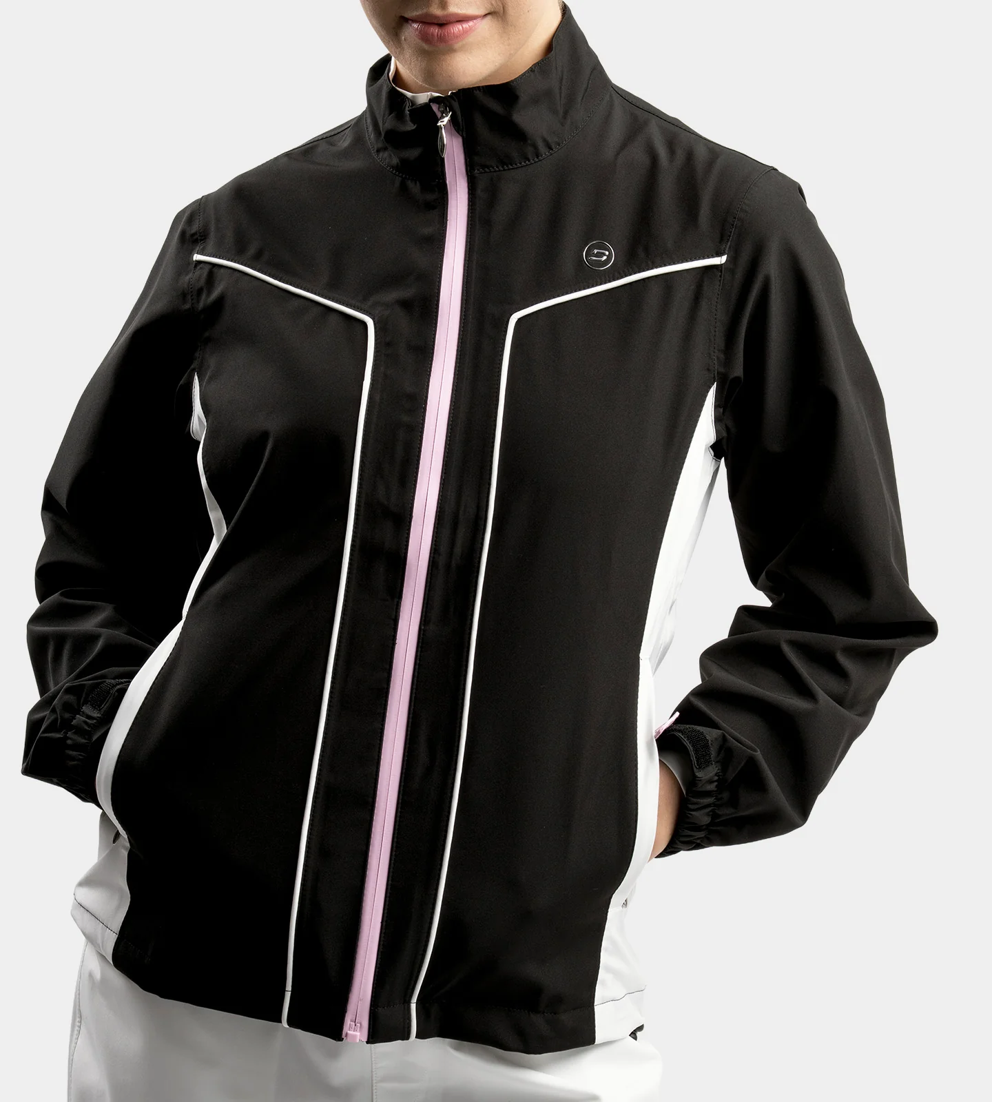 LADIES ESCAPADE RAIN JACKET - BLACK/WHITE - Image 2