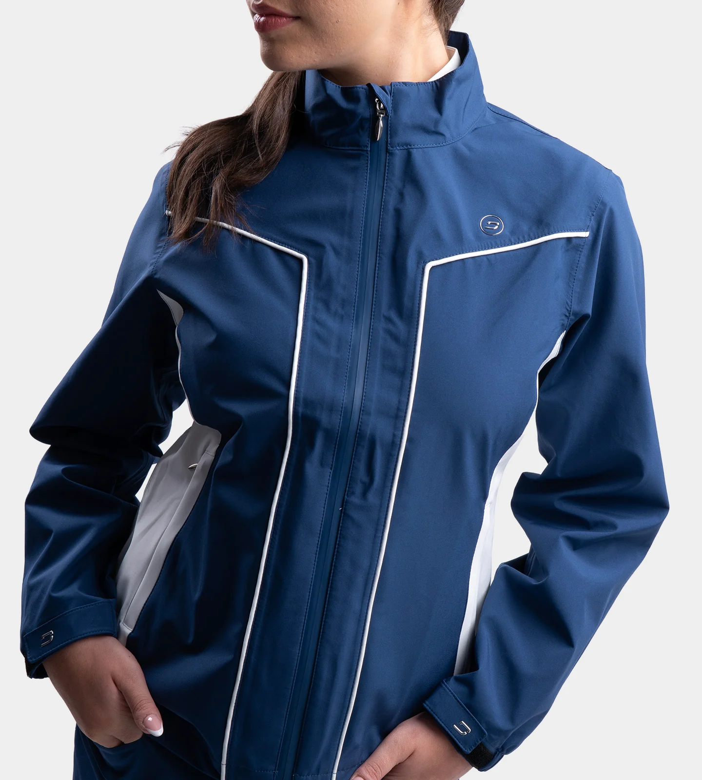 LADIES ESCAPADE RAIN JACKET - NAVY/WHITE - Image 2