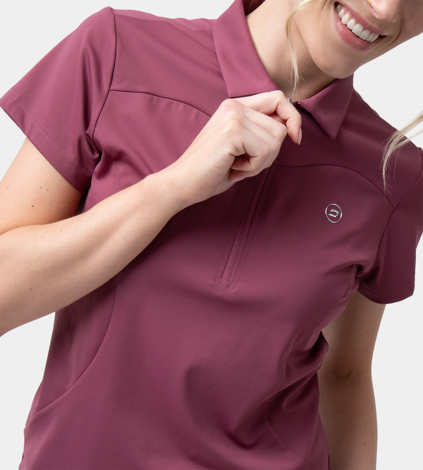 LADIES HEART ZIP POLO - MULBERRY - Image 3