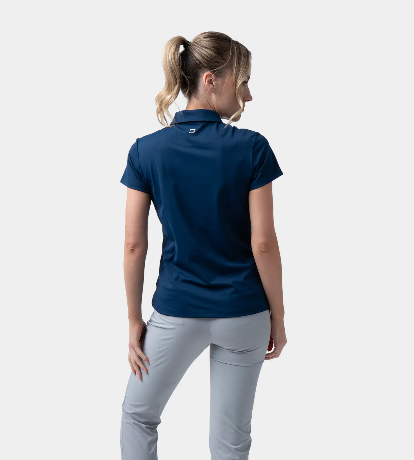 LADIES HEART ZIP POLO - NAVY - Image 2