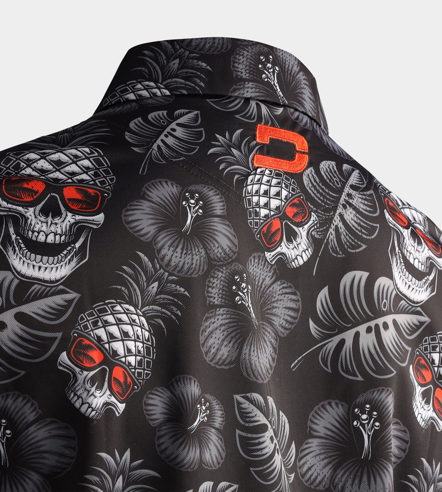 PINEAPPLE SKULLZ POLO - BLACK/ ORANGE - Image 3