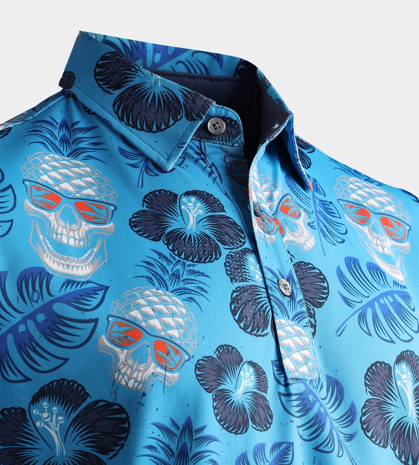 PINEAPPLE SKULLZ POLO - BLUE / ORANGE - Image 6