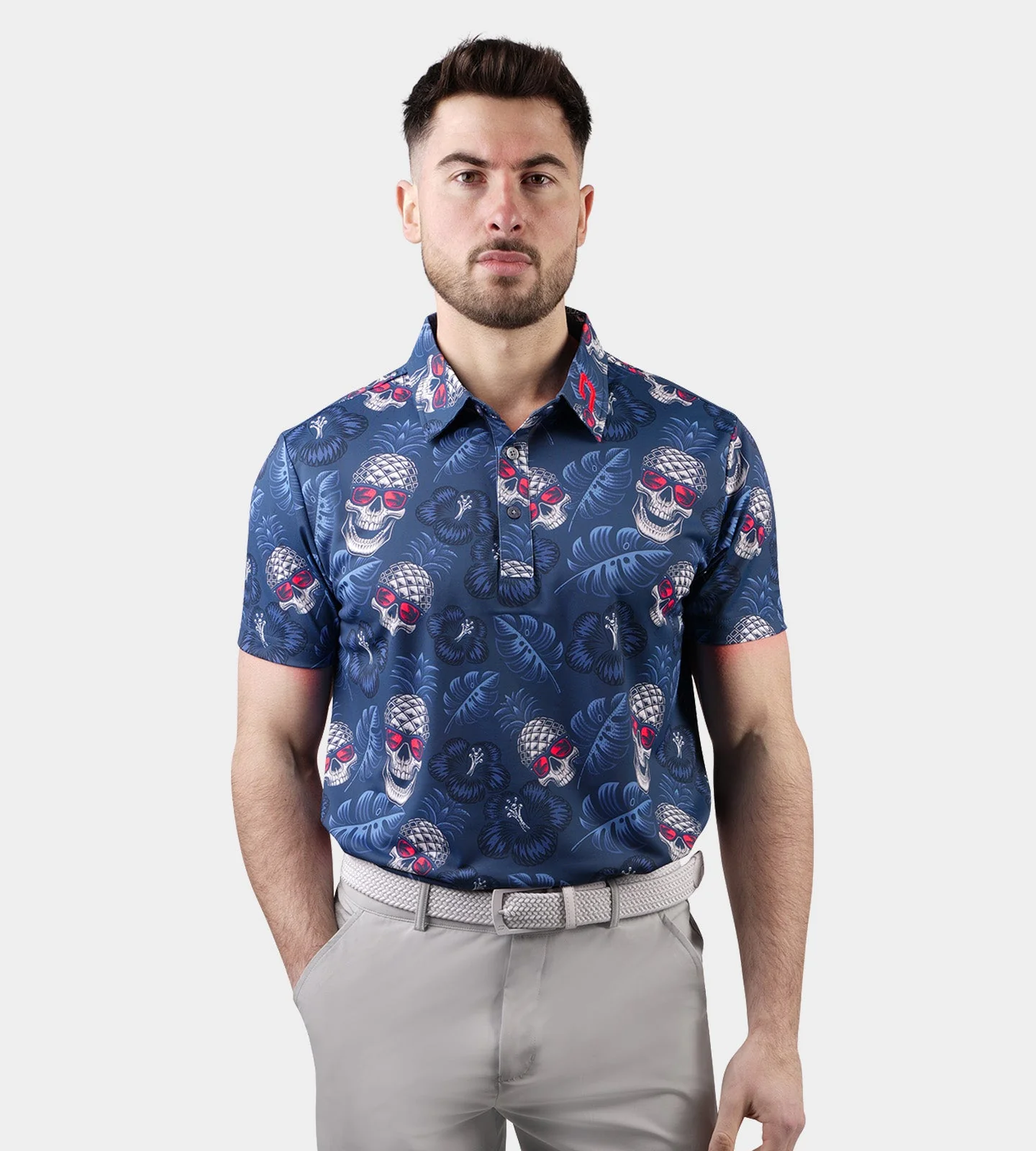 PINEAPPLE SKULLZ 2.0 POLO - NAVY / CORAL - Image 2