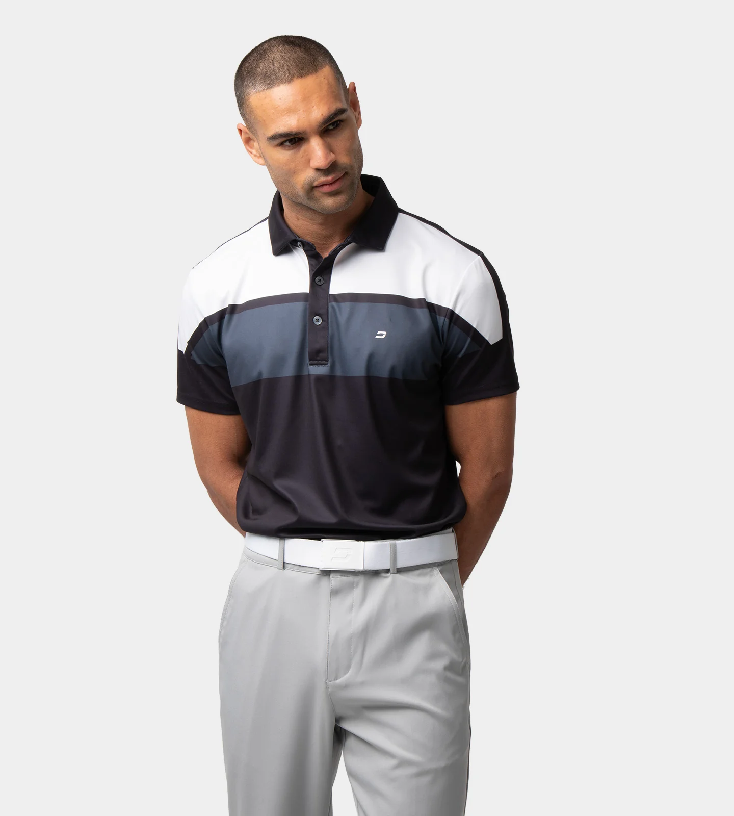 STRIPE PERFORMANCE POLO - BLACK - Image 2