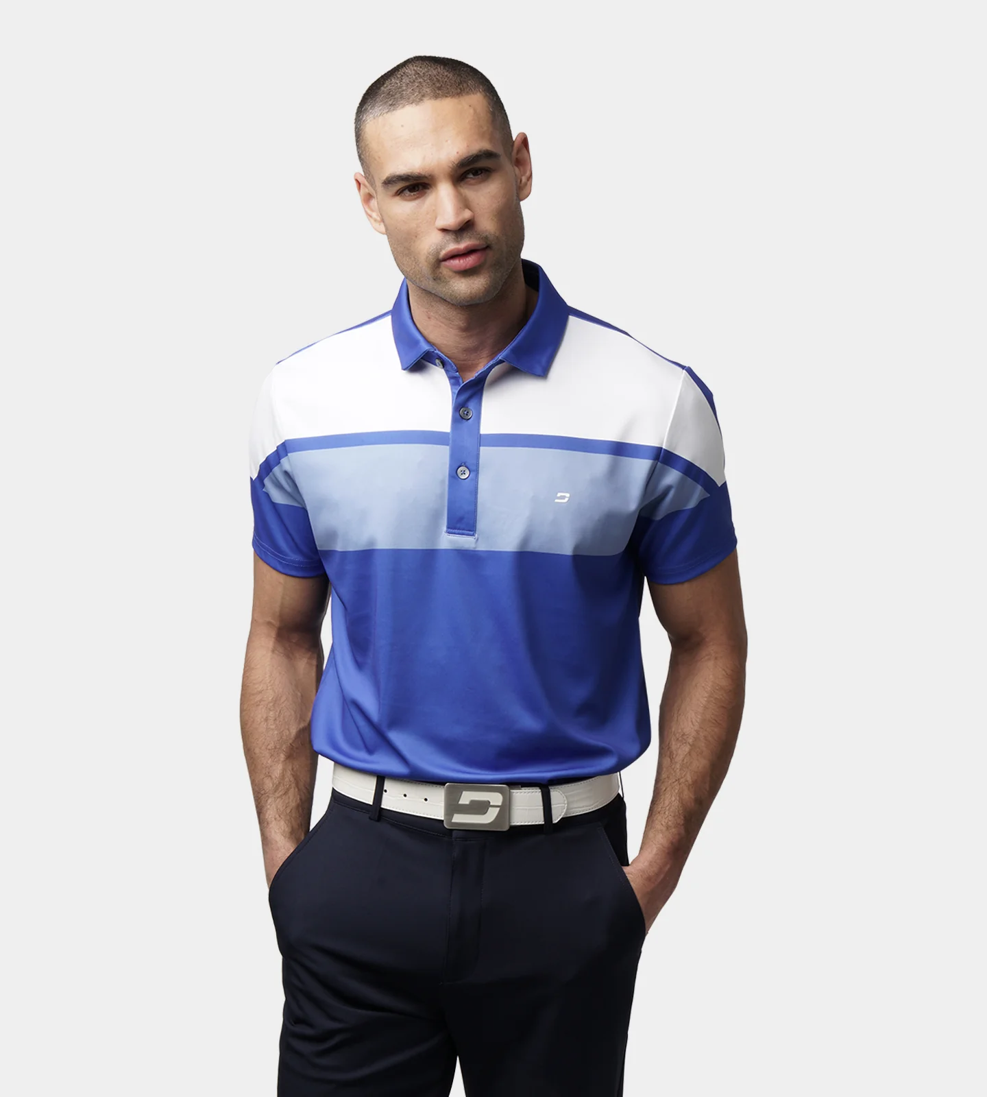 STRIPE PERFORMANCE POLO - BLUE - Image 2