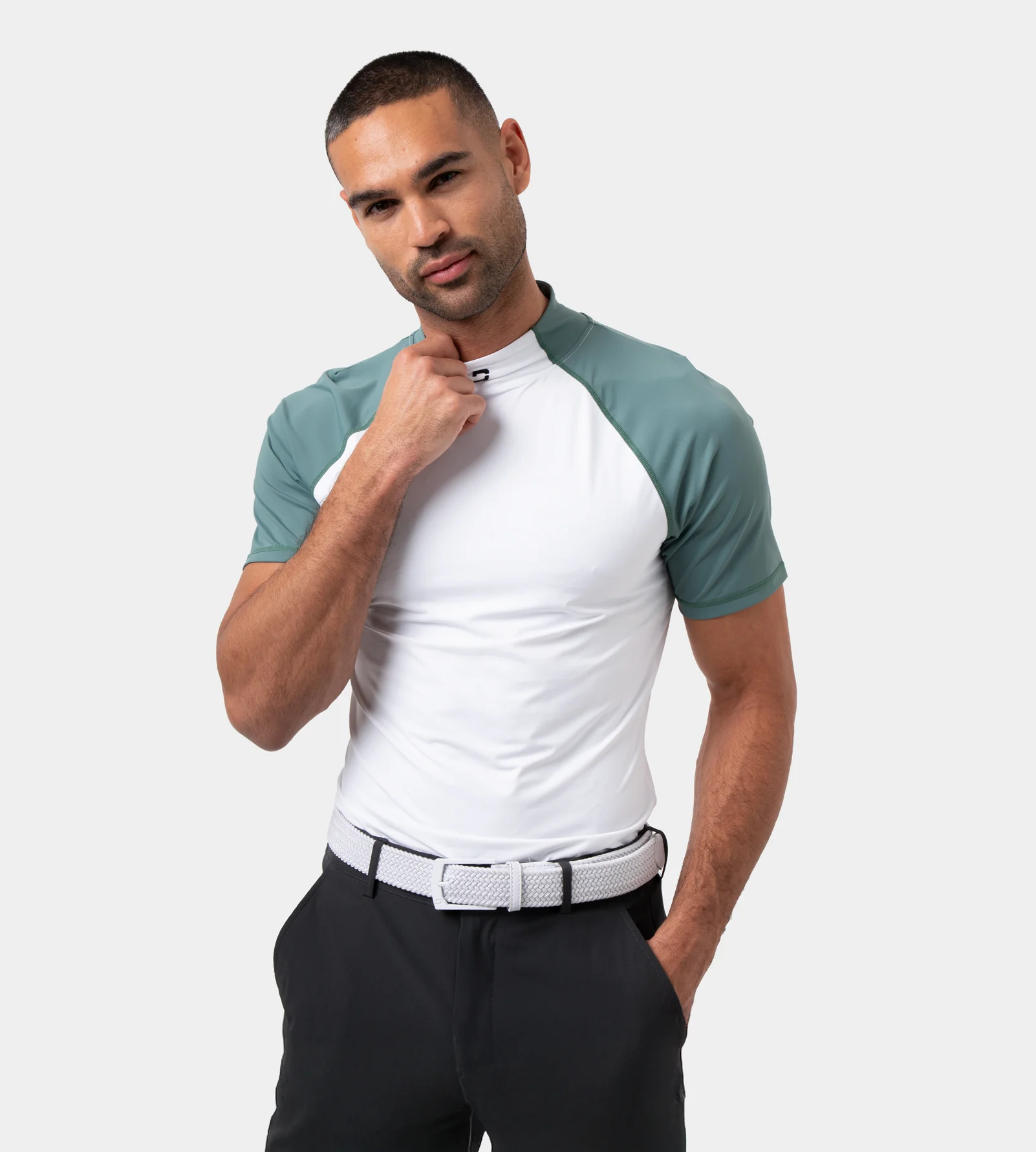 TEE TIGHT BASELAYER - SAGE/ WHITE - Image 2