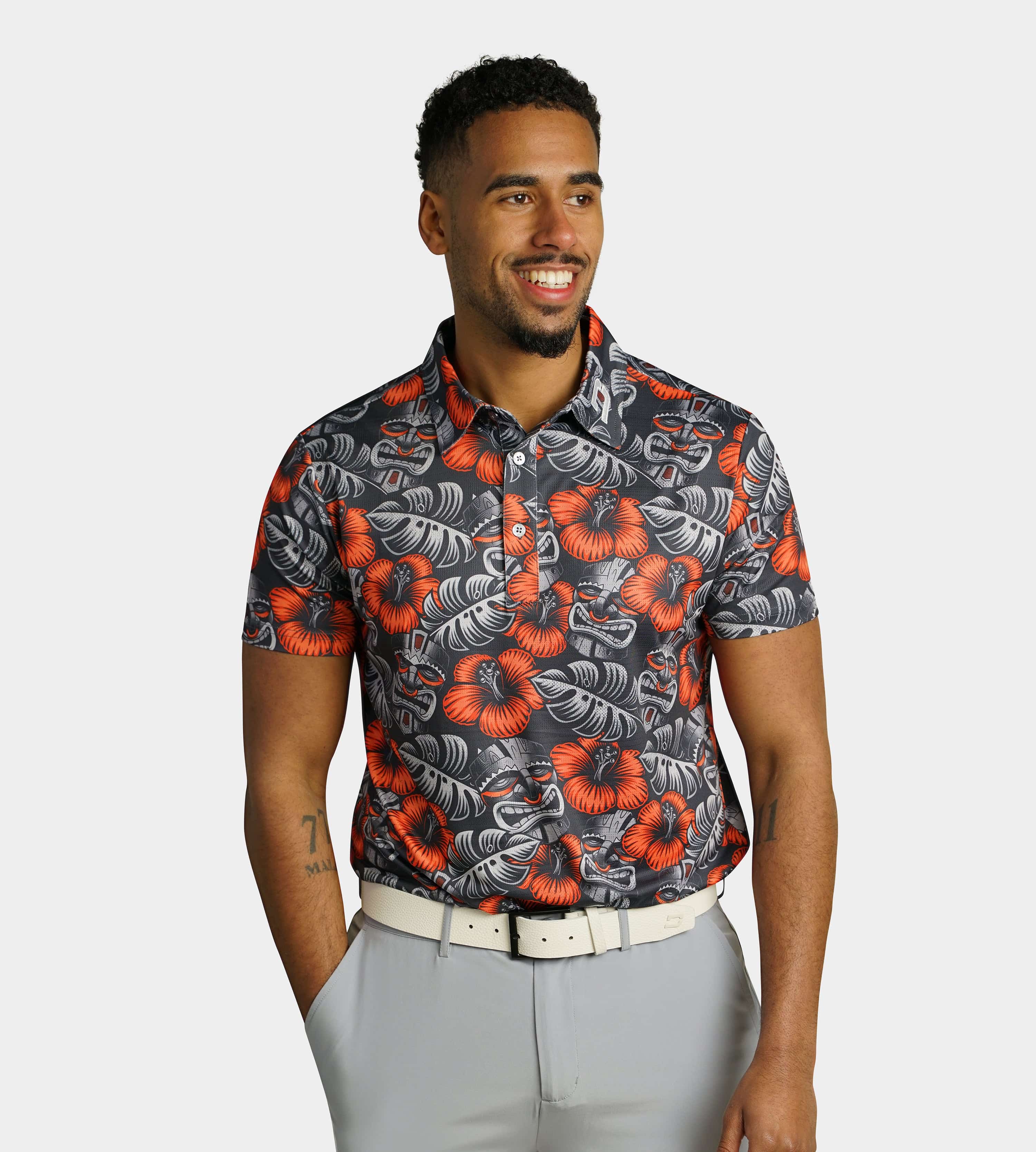 TIKI POLO - CHARCOAL / ORANGE - Image 2